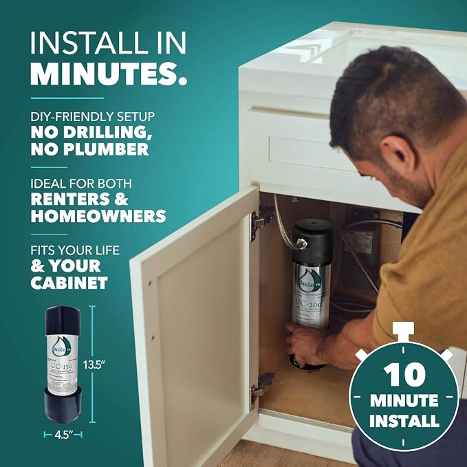 CuZn Under Sink Water Filter for Sink Faucet, 20K Gallons or 2 Year Filtration - Image 5