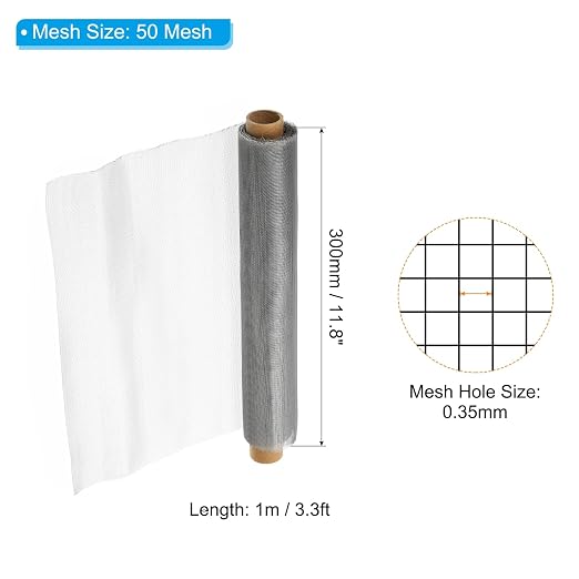 PATIKIL 304 Stainless Steel Wire Mesh Screen, 50 Mesh Woven Air Vent Filter - Image 2
