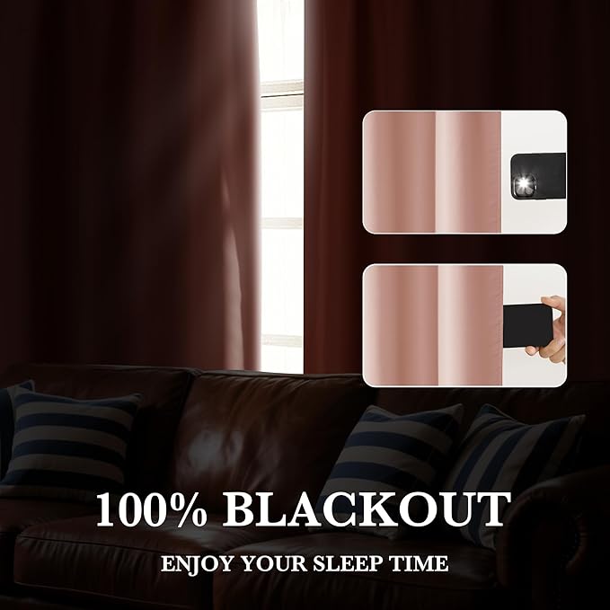 RYB HOME 100% Blackout Short Curtains for Small Window, Thermal Insulated Total Room Darkening Noise Reducing Curtains for Basement Bathroom Basement, 29 inches Wide by 45 inches Long, Peach Pink