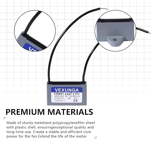 VEXUNGA CBB61 Fan Capacitor 4.5uF 450 Volt Ceiling Fan Capacitors Replacement - Image 5