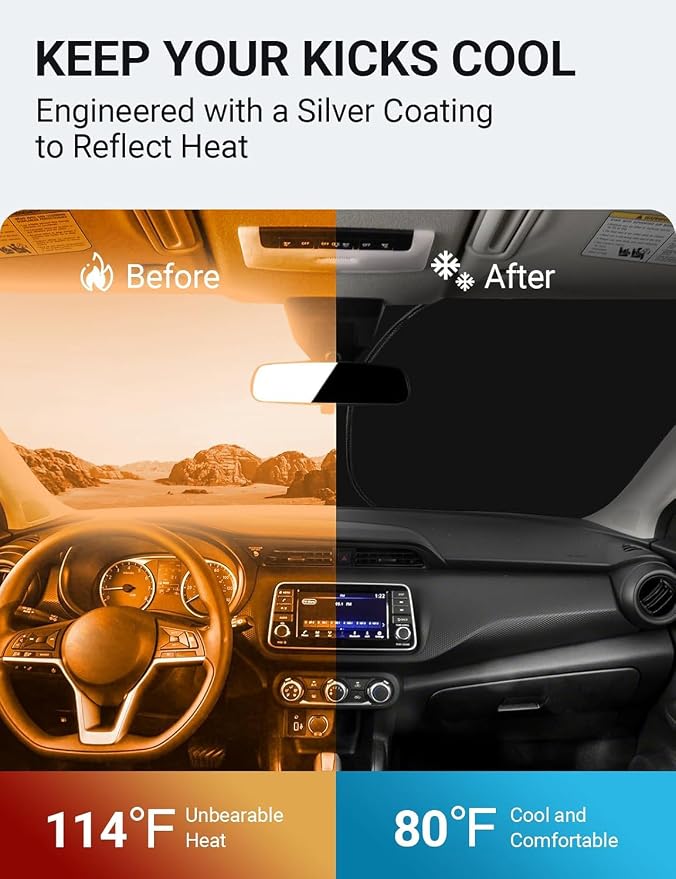 Proadsy Windshield Sun Shade for Nissan Kicks 2018-2025 Custom Fit S, SR - Image 3