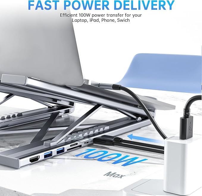 Laptop Stand with Docking Station, 8 in 1 USB C Hub HDMI Portable Laptop Stand - Image 4