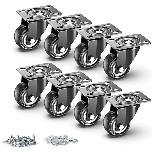2" Caster Wheels Set of 8, Heavy Duty Casters Without Brake, Swivel Plate by HOLKIEUSA