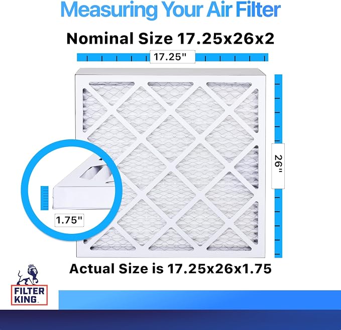 Filter King 17.25x26x2 Air Filter | 6-PACK | MERV 8 HVAC Pleated A/C Furnace - Image 2