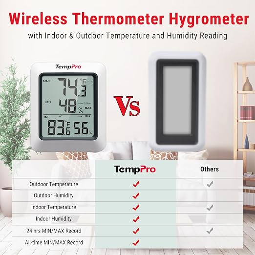 TempPro TP60 Wireless Indoor Outdoor Thermometer Hygrometer - Image 2