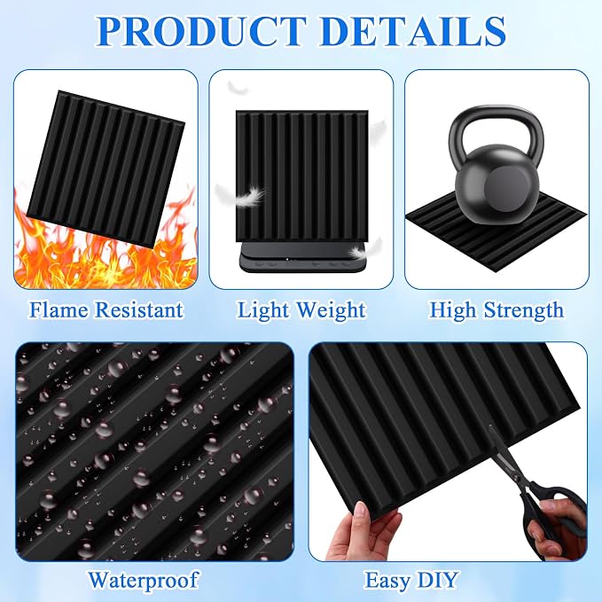Nuanchu 32 Pcs 3D Slat Wall Panels, Paintable Waterproof Textured Tiles - Image 4