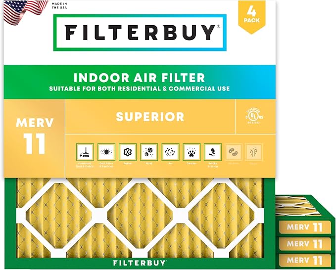 Filterbuy 17x17x1 Air Filter MERV 11 Superior Pet & Allergy Defense, by Filterbuy