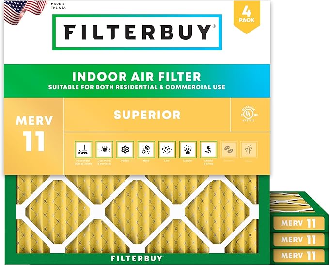 Filterbuy 22x22x1 Air Filter MERV 11 Superior Pet & Allergy Defense, by Filterbuy