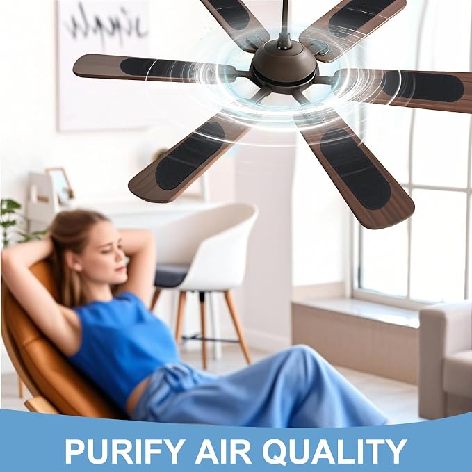 12 Pack Ceiling Fan Filters for Blades Activated Carbon, Fan Blade Air Purifier - Image 4