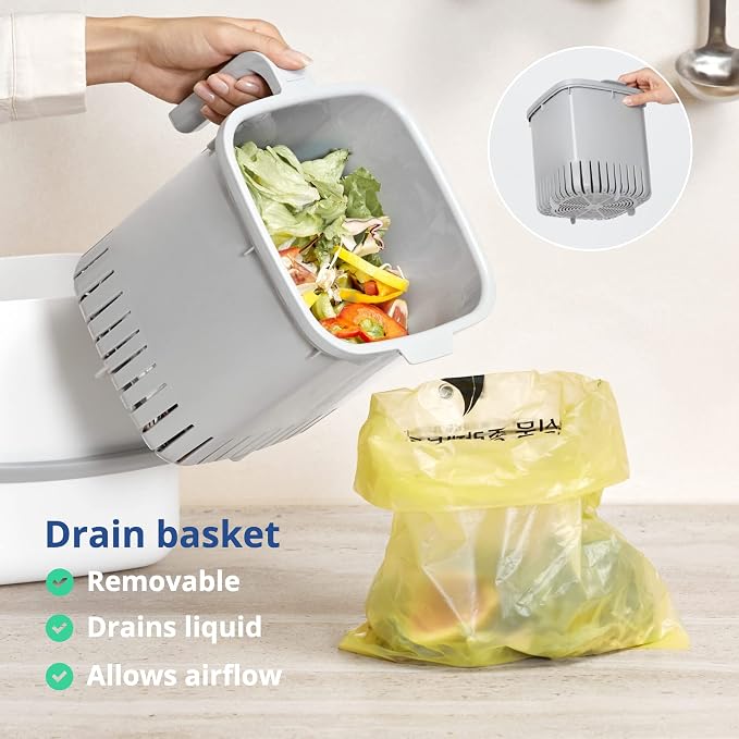 BLUE GINKGO Kitchen Compost Bin – Filter-Free, Odor-Tight Countertop Food Waste - Image 5