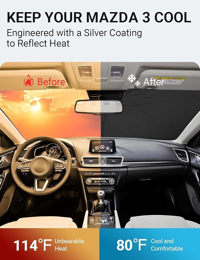 Proadsy 2026 Upgrade Front Windshield Sun Shade Foldable Sunshade Protector - Image 3