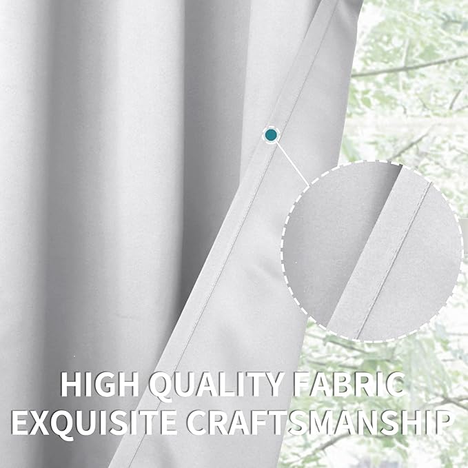 BGment Greyish White Short Room Darkening Curtains for Small Windows, 38 x 45 Inch Thermal Insulated Tier Set of 2 Panels Sun Blocking Drapes for Kitchen Bedroom