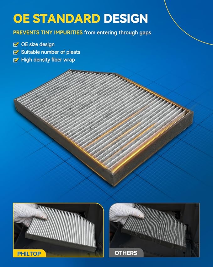 PHILTOP Cabin Air Filter w/Activated Carbon, Compatible - Image 3