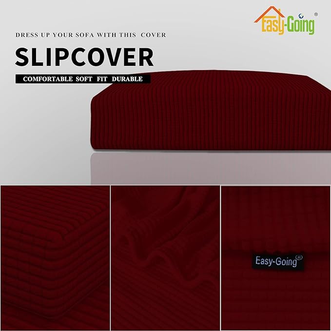 Easy-Going Stretch Cushion Cover Sofa Cushion Furniture Protector Sofa Seat Sofa slipcover Sofa Cover Soft Flexibility with Elastic Bottom(Sofa Cushion, Wine)