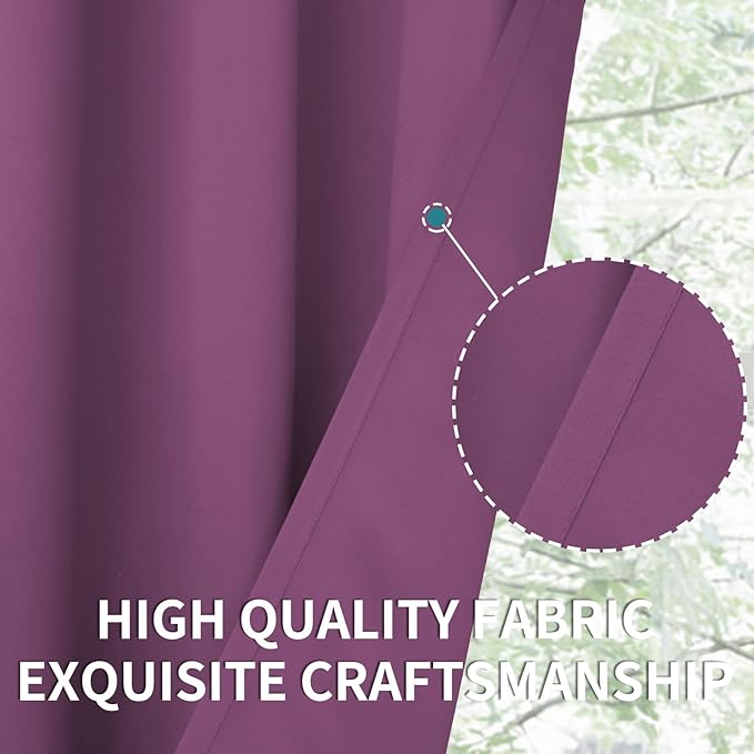 BGment Room Darkening Curtains 54 Inches Long - Grommet Thermal Insulated Drapes Window Treatment Curtains for Bedroom, 2 Panels, 52 x 54 Inch, Eggplant Purple