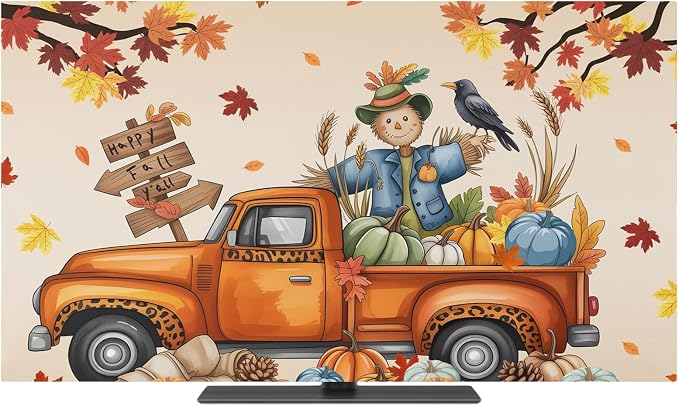 Thanksgiving Pumpkin Farm Truck Indoor TV Cover, Elastic TV Screen Protector by Unknown