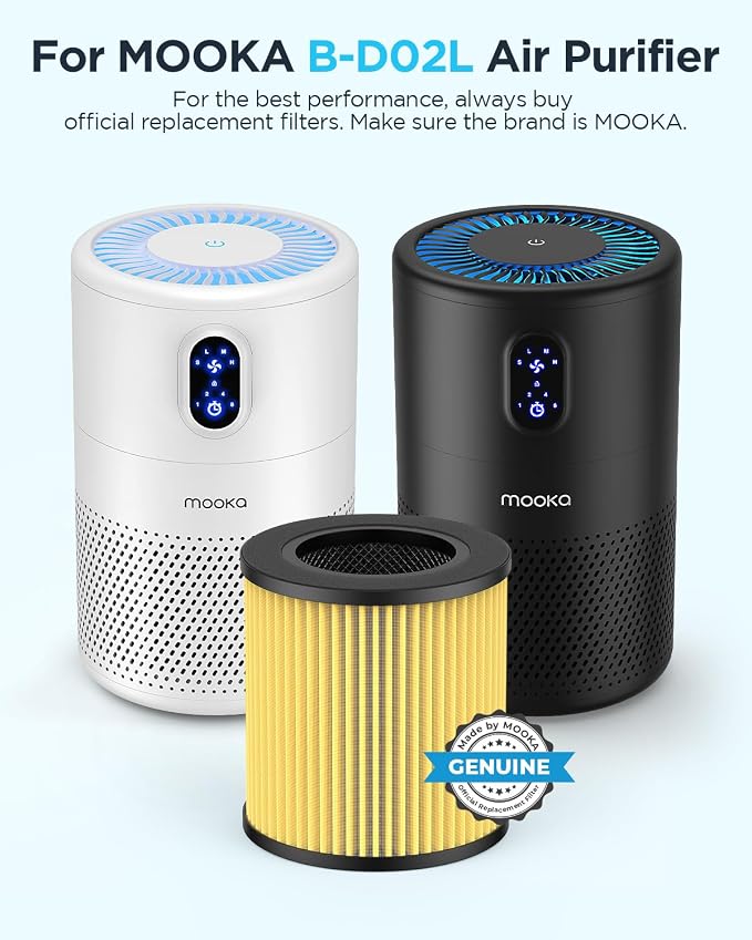 MOOKA B-D02L Air Purifier & 1 Pack Extra Official Certified Replacement Pet - Image 4