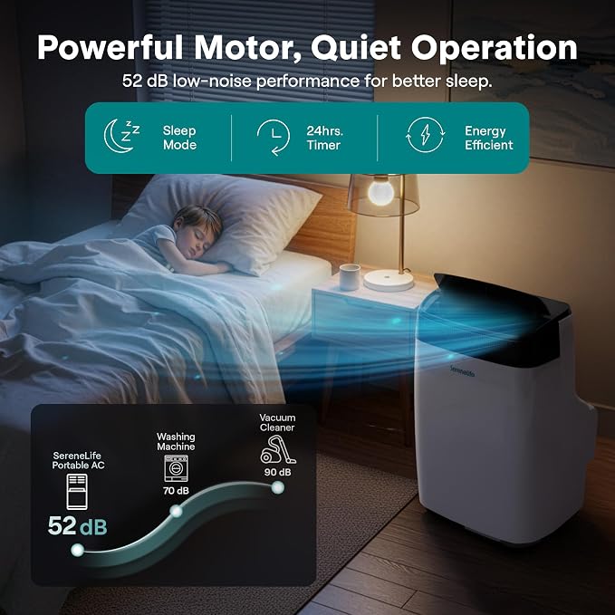 SereneLife Portable Air Conditioner, Dehumidifier & Fan | Dual Motor 3-in-1 8 - Image 7