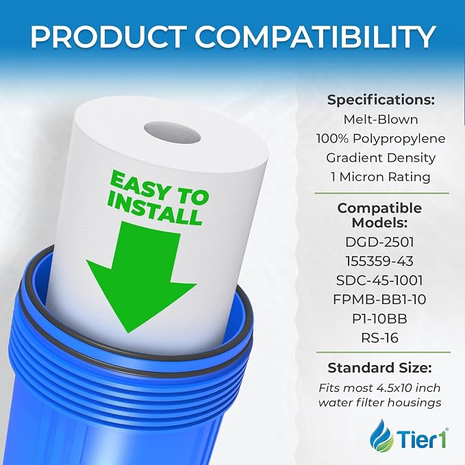 Tier1 1 Micron 10x4.5 Water Filter | Spun Wound Polypropylene Whole House - Image 4