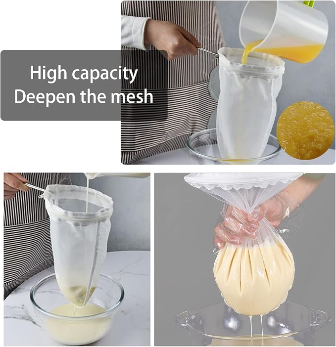 WMKGG Ultra Fine Mesh Strainer Bags, Reusable Mesh Filter Bags - Image 6