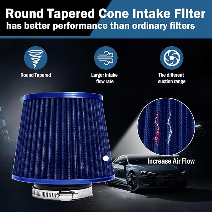 Universal Clamp-On Air Intake Filter, High Performance, Washable Filter - Image 6