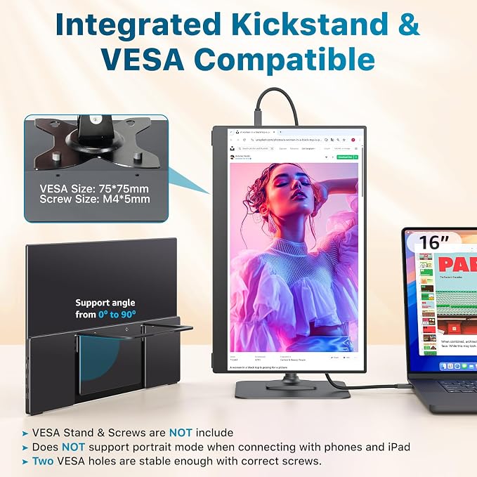 kksmart Portable Monitor for Laptop MacBook Surface PC Xbox PS5, Travel Monitor - Image 4