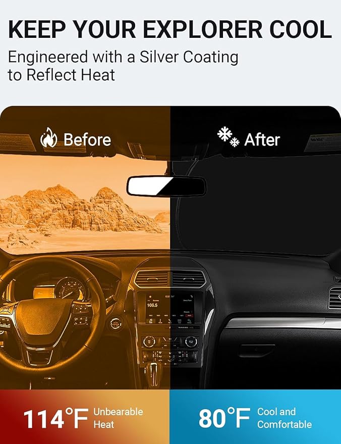 Proadsy 2026 Upgrade Front Windshield Sun Shade Foldable Sunshade Protector - Image 3