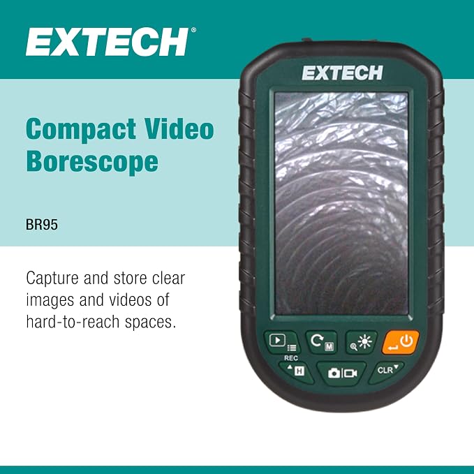Extech BR95 Compact Video Borescope Inspection Camera - 8mm Waterproof Snake - Image 2