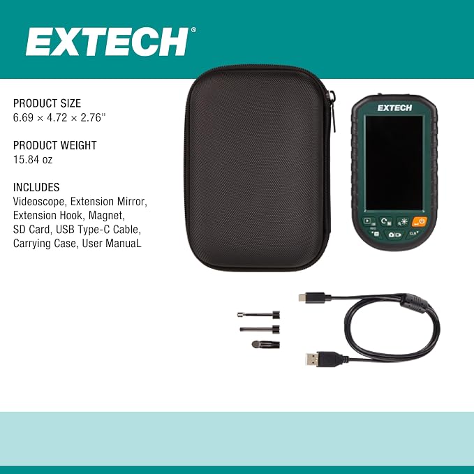 Extech BR95 Compact Video Borescope Inspection Camera - 8mm Waterproof Snake - Image 7