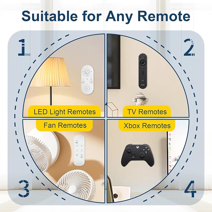 Magnetic Remote Control Holder Self-Adhesive Wall Mount, 6 Pack Upgraded - Image 6