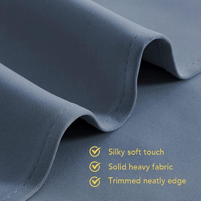 NICETOWN Blackout Draperies Curtains for Kids Room, Window Treatment Thermal Insulated Solid Grommet Blackout Drape Panels for Bedroom (Set of 2 Panels, 42 by 54 Inch, Stone Blue)