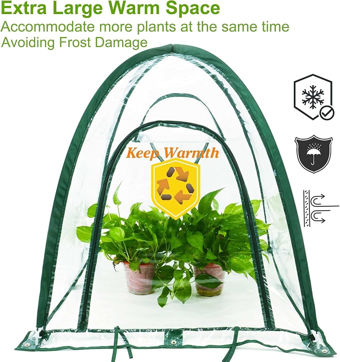 Porayhut Pop Up Greenhouse Cover Flower House, Mini Gardening Plant Sunshine - Image 5