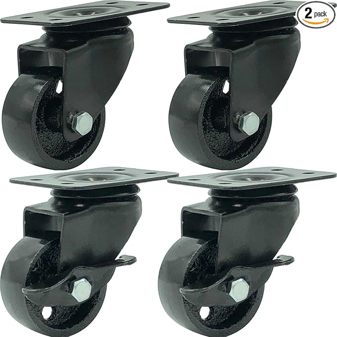 FactorDuty Set of 4 Metal Swivel Plate Caster Wheels by FactorDuty