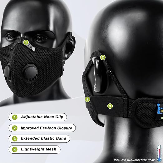 BASE CAMP Upgrade M Plus Dust Mask 2 Pack, Breathable Reusable Dust Face Mask - Image 3
