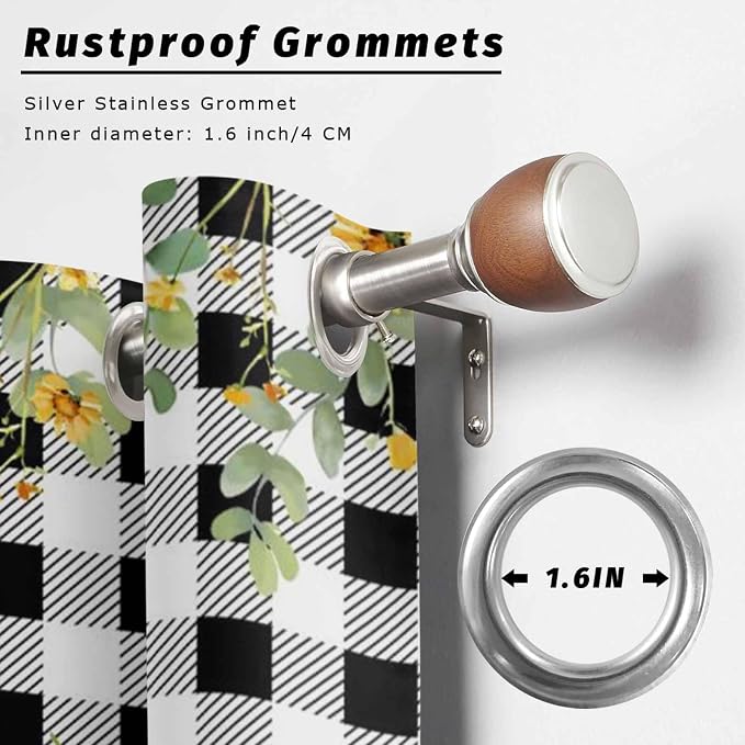 Sunflowers Outdoor Curtains for Patio Summer Floral Eucalyptus Leaf Buffalo - Image 2