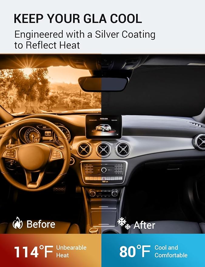 Proadsy 2026 Upgrade Windshield Sun Shade Custom Fit 2015-2020 GLA Foldable - Image 3