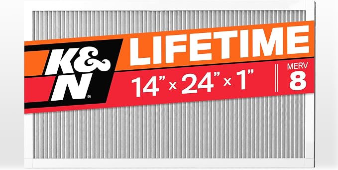K&N 14X24X1 HVAC Furnace Air Filter, Lasts a Lifetime, Merv 8, the Last HVAC by KNEngineeringInc