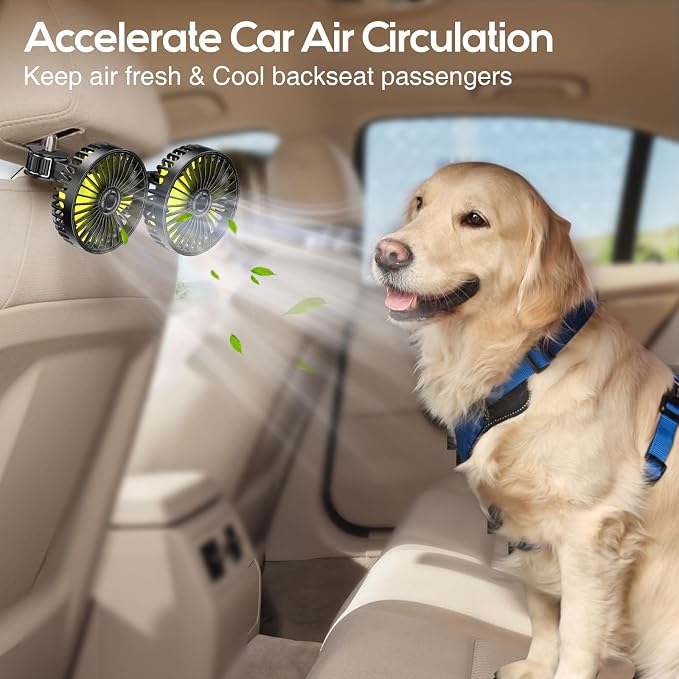 Dealswin Car Fan for Backseat kids, Dual Head USB Car Seat Fans, 360° Rotatable - Image 7