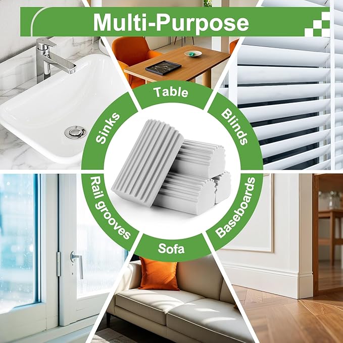 Jeymei 4-Pack Damp Clean Duster Sponge, Duster Baseboard Cleaner Sponge - Image 5