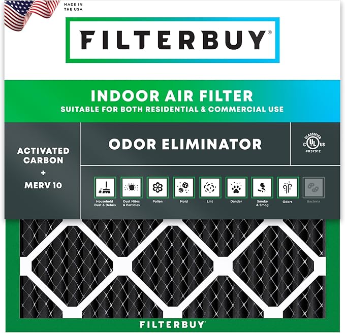 Filterbuy 24x24x1 Air Filter MERV 10 Odor & Allergy Defense by Filterbuy