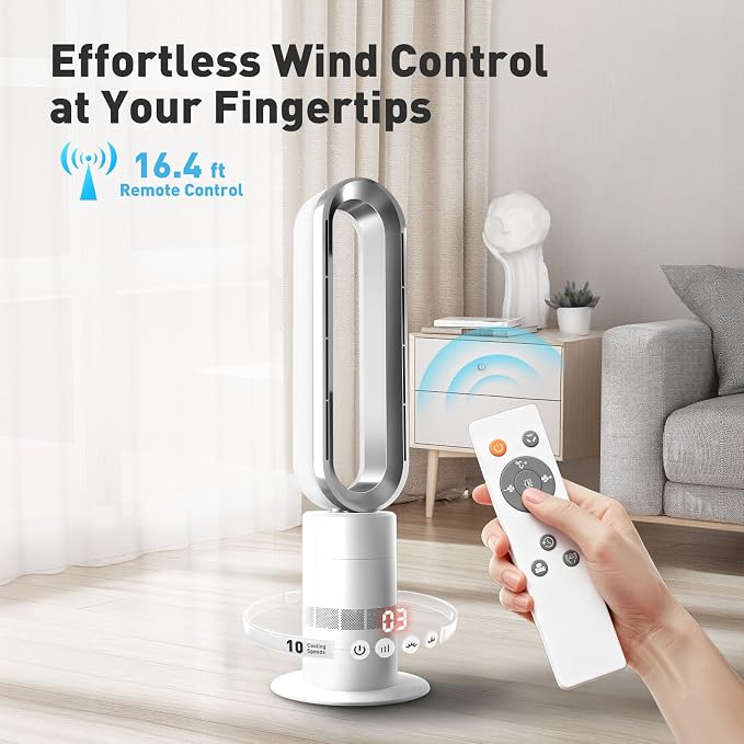 Xcity TP18Pro Bladeless Tower Fan, 2-in-1 Heater & Cooling Fan, 10 Cooling + 3 - Image 7