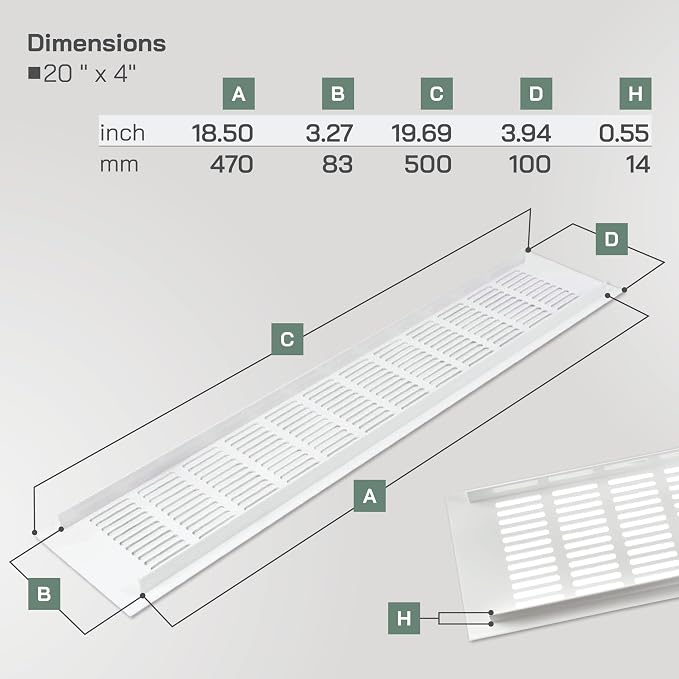 Vent Systems 19.69 x 3.94 Rectangular Door Vent - Image 2