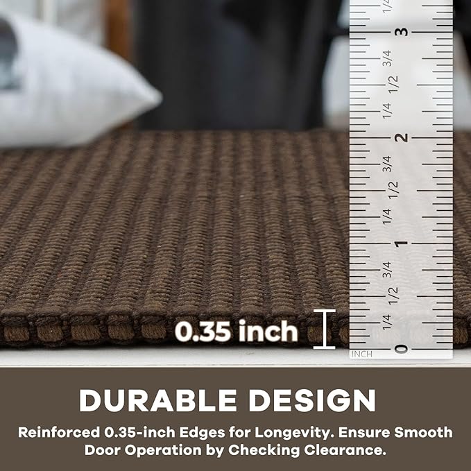 KOZYFLY Rugs for Entryway 3x5 ft Washable Area Rug Non Slip Rubber Backed Entry Rug Woven Indoor Door Mat Cotton Kitchen Rugs Floor Carpet for Entryway, Foyer, Backdoor, Reddish Brown/Coffee