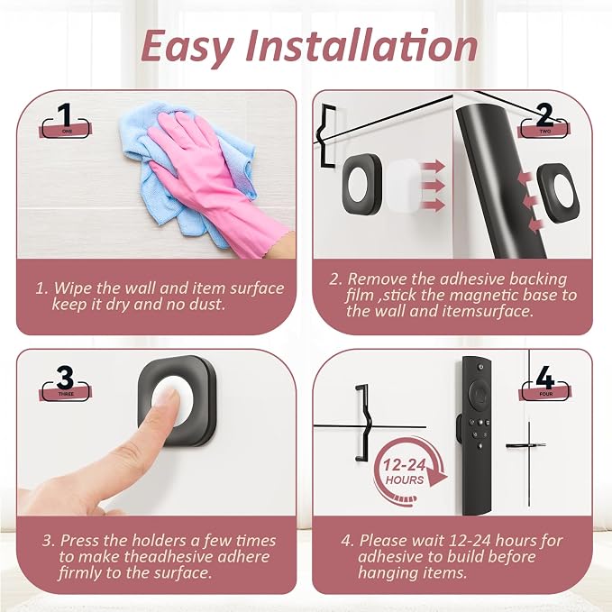 Magnetic Remote Control Holder Wall Mount Self-Adhesive, 6 Pack Upgraded - Image 4