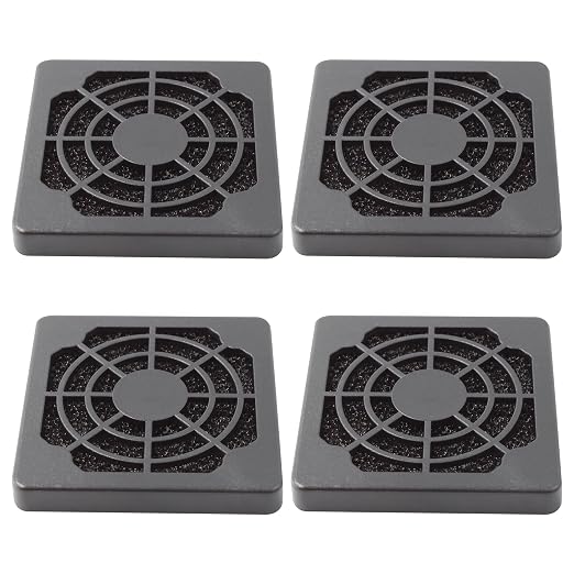 4 Pcs 50mm Black Square Plastic Cooling Fan Filter Cover, Dust Screen by Adyoney