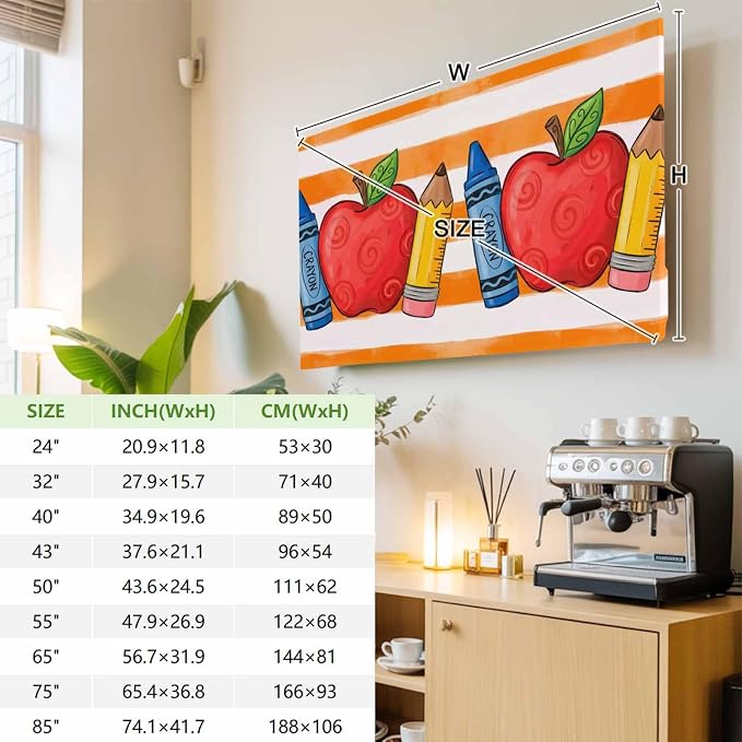 Fruit Apples Pencils Crayons Indoor TV Cover, Elastic TV Screen Protector - Image 3