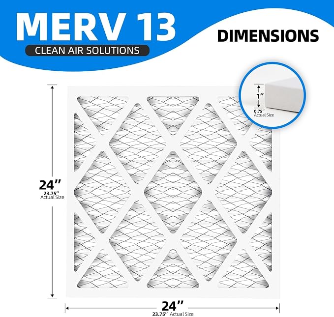 24x24x1 Furnace Air Filters, MPR 1900 & FPR 10, MERV 13 Pleated Air Filter - Image 3