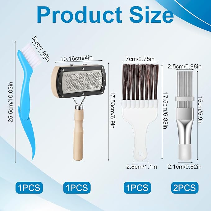 5 Pcs Air Conditioner Condenser Fin Cleaning Brush Kit, Stainless Steel AC Fin - Image 2
