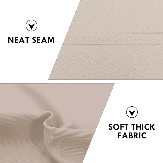 DWCN Blackout Curtains for Living Room Thermal Insulated, Energy Saving & Noise Reducing Bedroom Curtains, Camel, W 42x L 63 Inch, Set of 2 Rod Pocket Curtain Panels