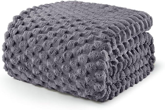 Exclusivo Mezcla Fleece California King Blanket for Bed, Oversized Fuzzy Grey Bed Blankets, Soft Cozy Plush Sofa Throws for All Seasons, 120x120 Inches